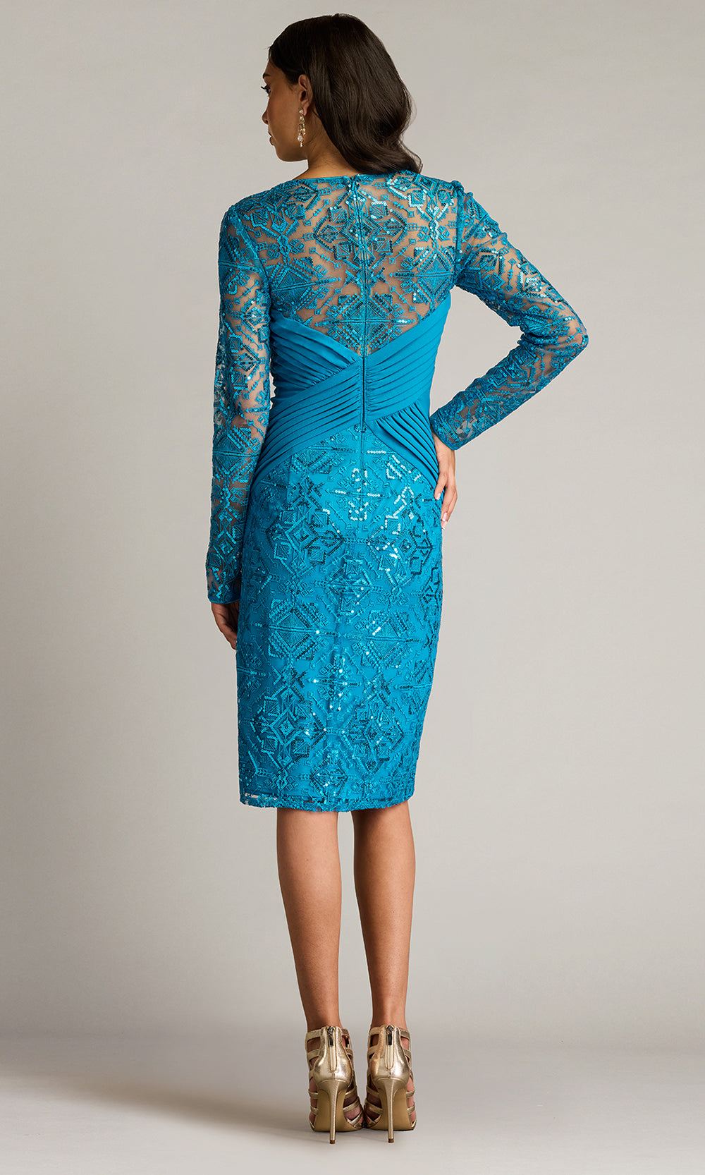 Tadashi Shoji CHM25117M - Knee-Length Coates Sequin Embroidered Dress Wedding Guest