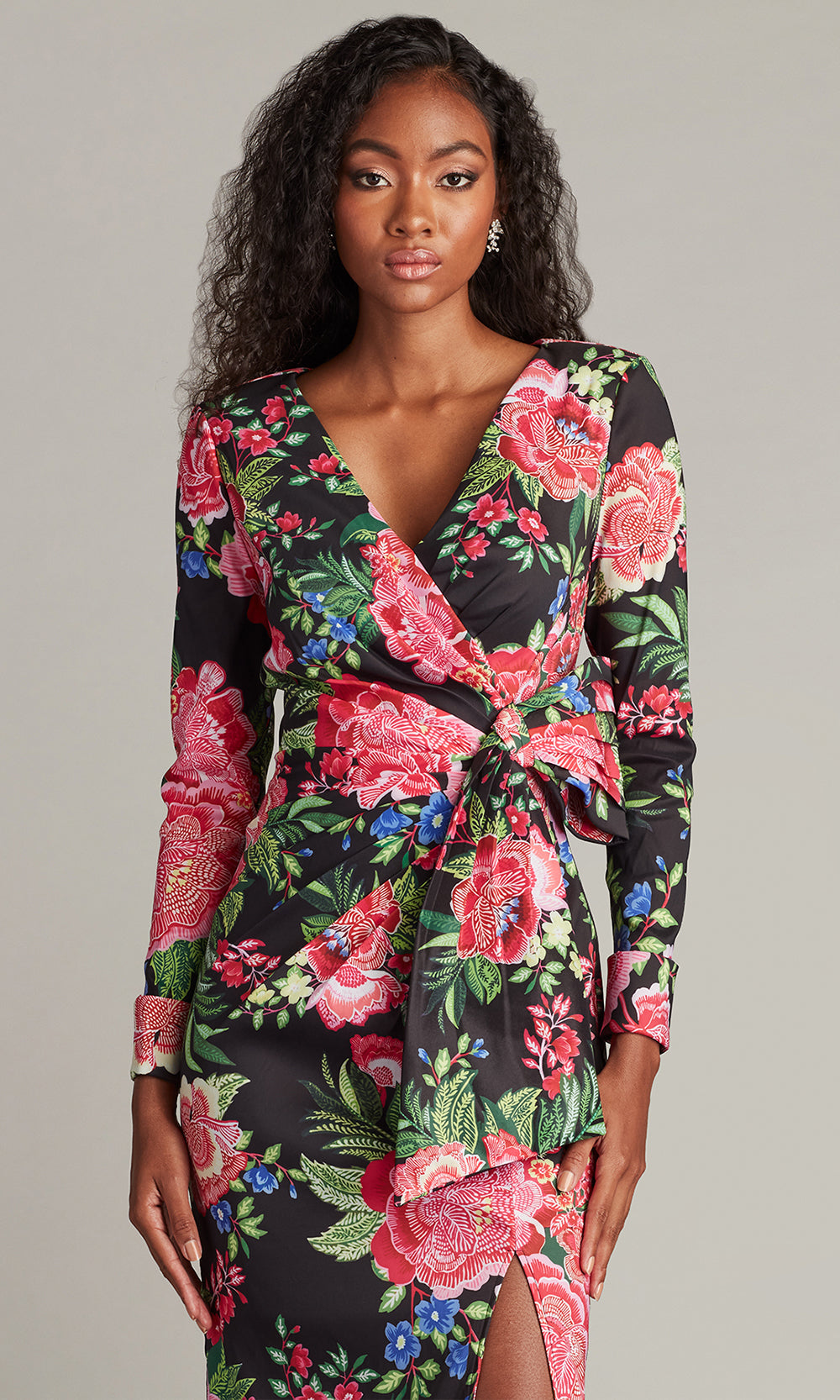 Tadashi Shoji CII24469L - Talvo Floral Print Wrap Gown with Slit Mother of the Bride Dresses