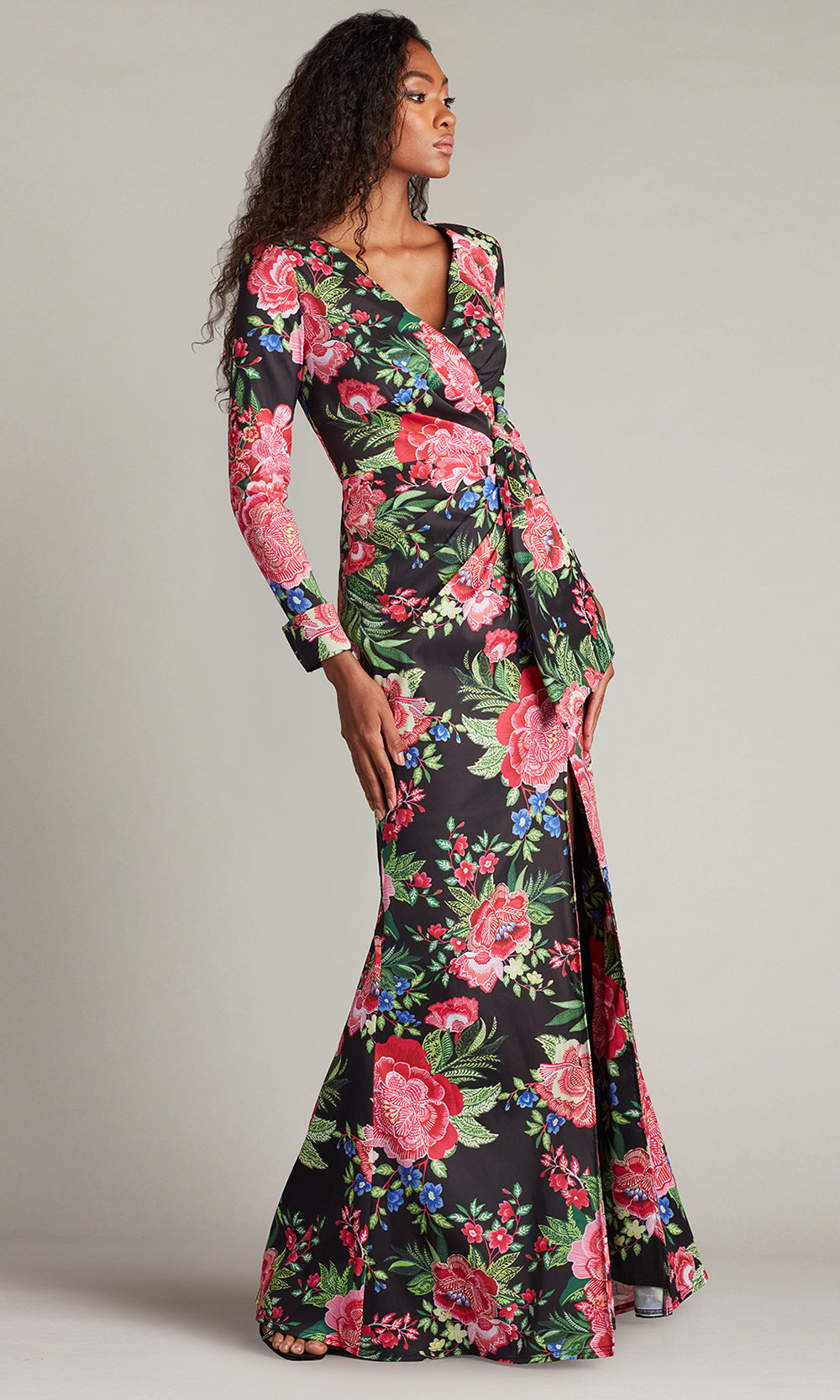 Tadashi Shoji CII24469L - Talvo Floral Print Wrap Gown with Slit Mother of the Bride Dresses