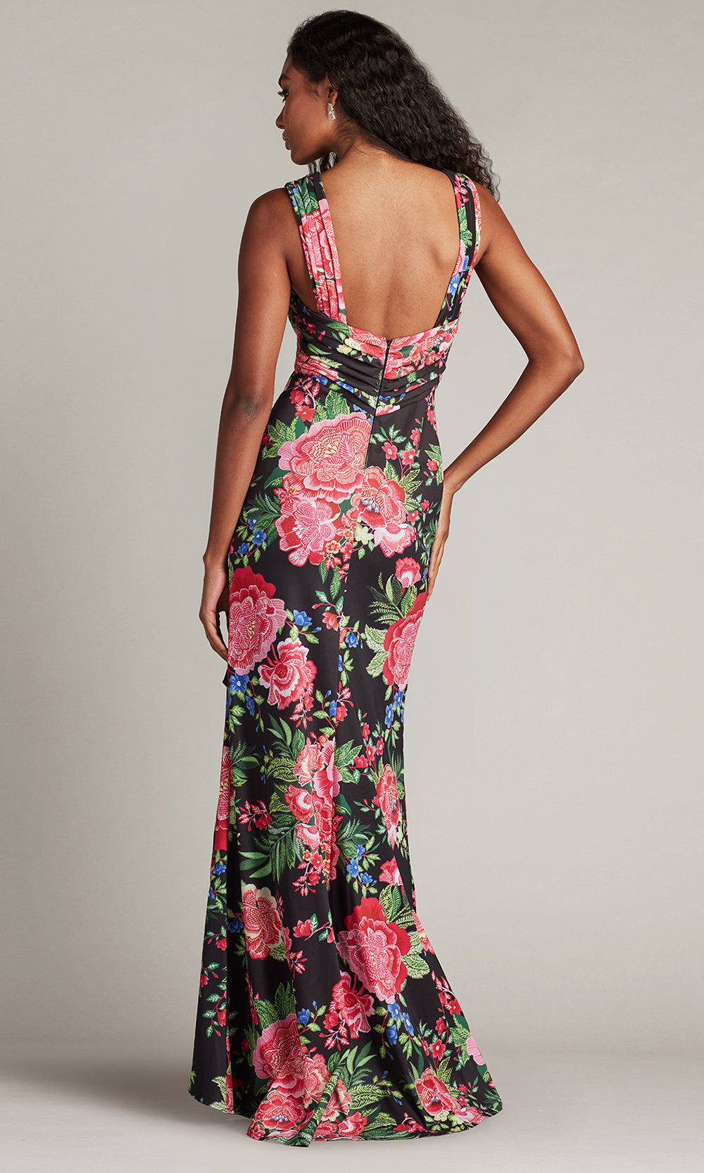 Tadashi Shoji CII24377L - Elarra Floral Waterfall Flounce Halter Gown Evening Dresses