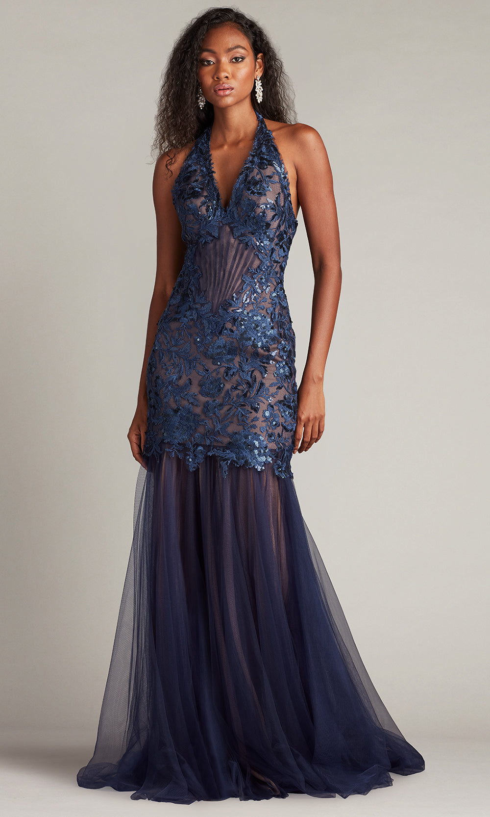 Tadashi Shoji CHS25371L - Evaine Sequin Embroidered Tulle Evening Gown Prom Dresses