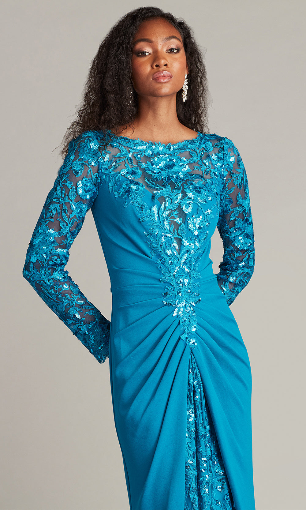 Tadashi Shoji CHS25372L - Whitley Sequin Embroidered Sheath Gown Mother of the Bride Dresses