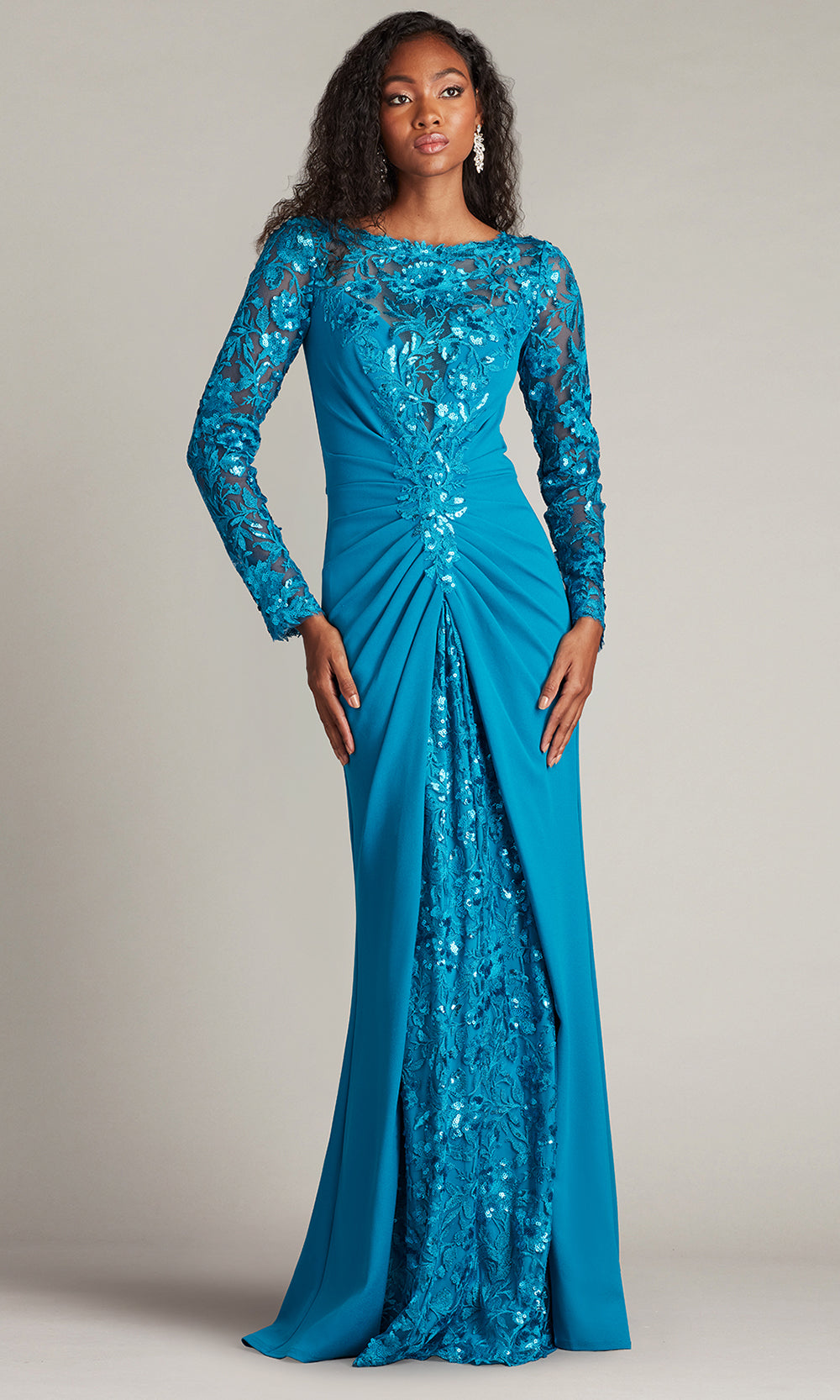 Tadashi Shoji CHS25372L - Whitley Sequin Embroidered Sheath Gown Mother of the Bride Dresses