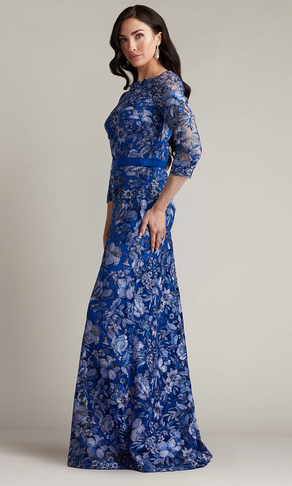 Tadashi Shoji CGV24130L - Fulcher Embroidered Illusion Evening Gown Formal Gowns