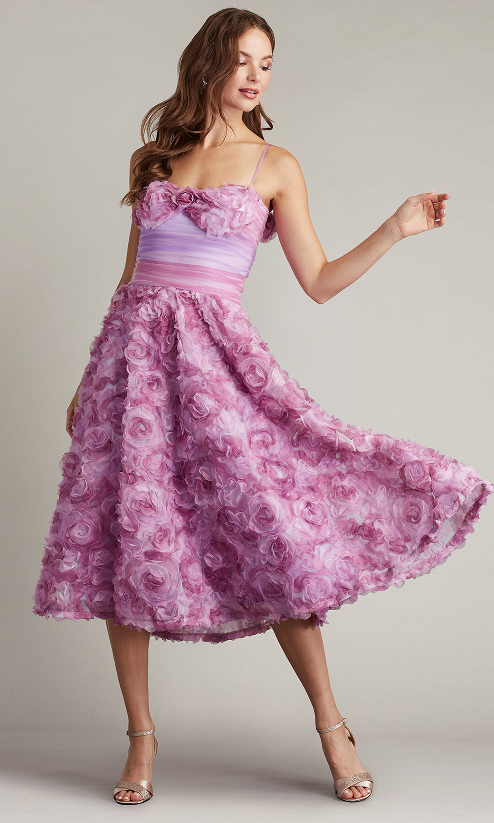 Tadashi Shoji CFI24315MD - Floral Textured A-Line Dress Tadashi Shoji CFI24315MD - Floral Textured A-Line Dress
