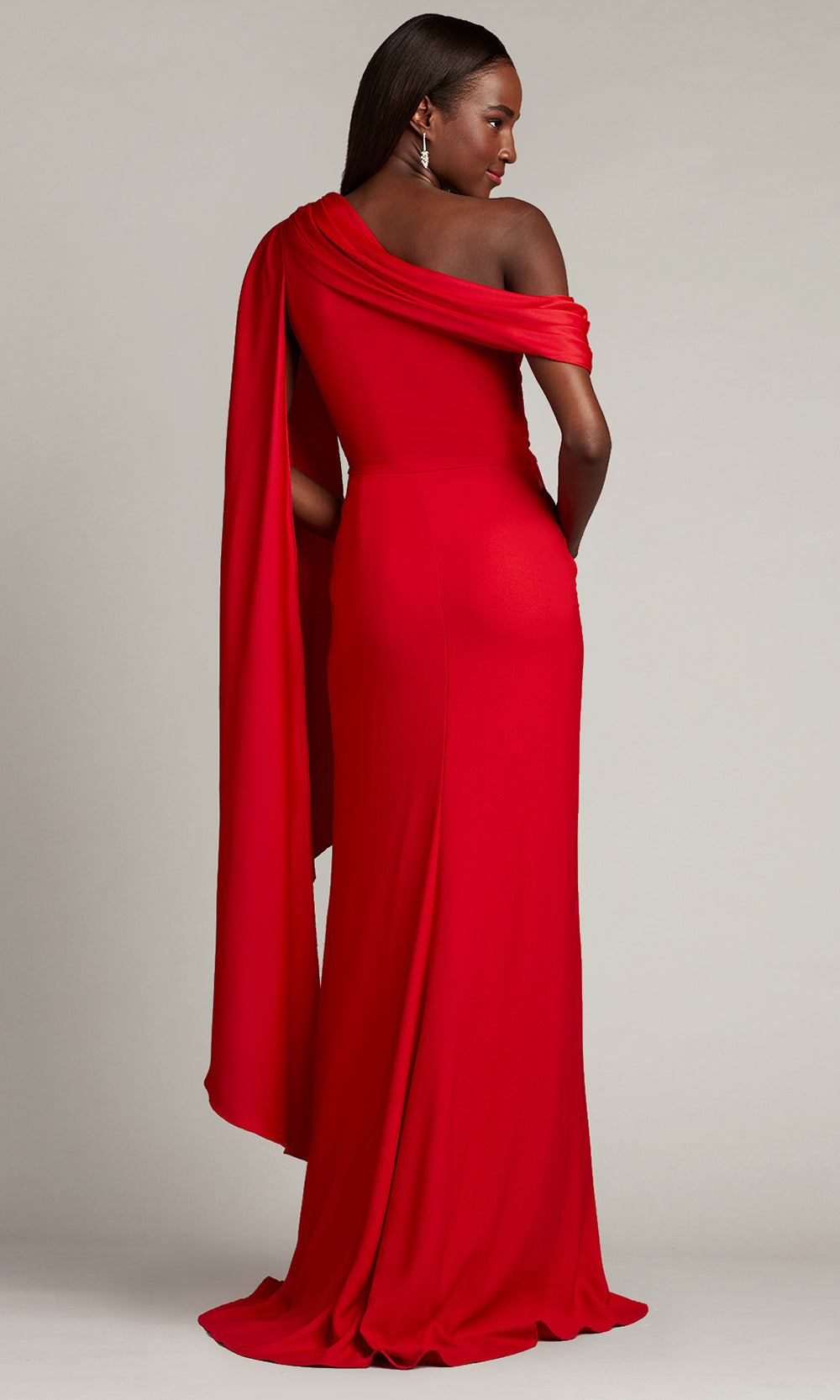 Tadashi Shoji BVU22813L - Ember Cape Sleeve Crepe Evening Gown Formal Gowns