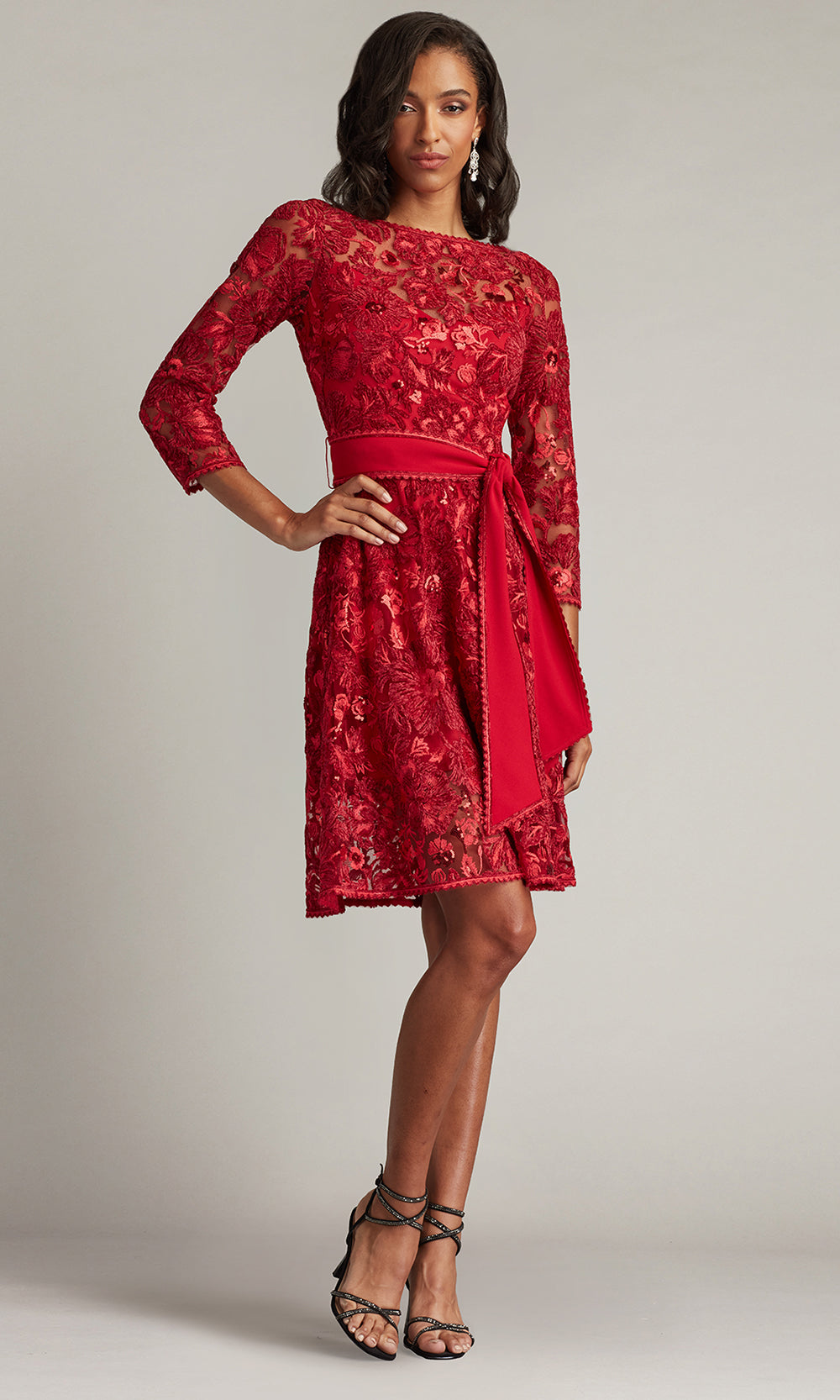 Tadashi Shoji CHT25385M - Knee-Length Embroidered Bateau Dress Tadashi Shoji CHT25385M - Knee-Length Embroidered Bateau Dress