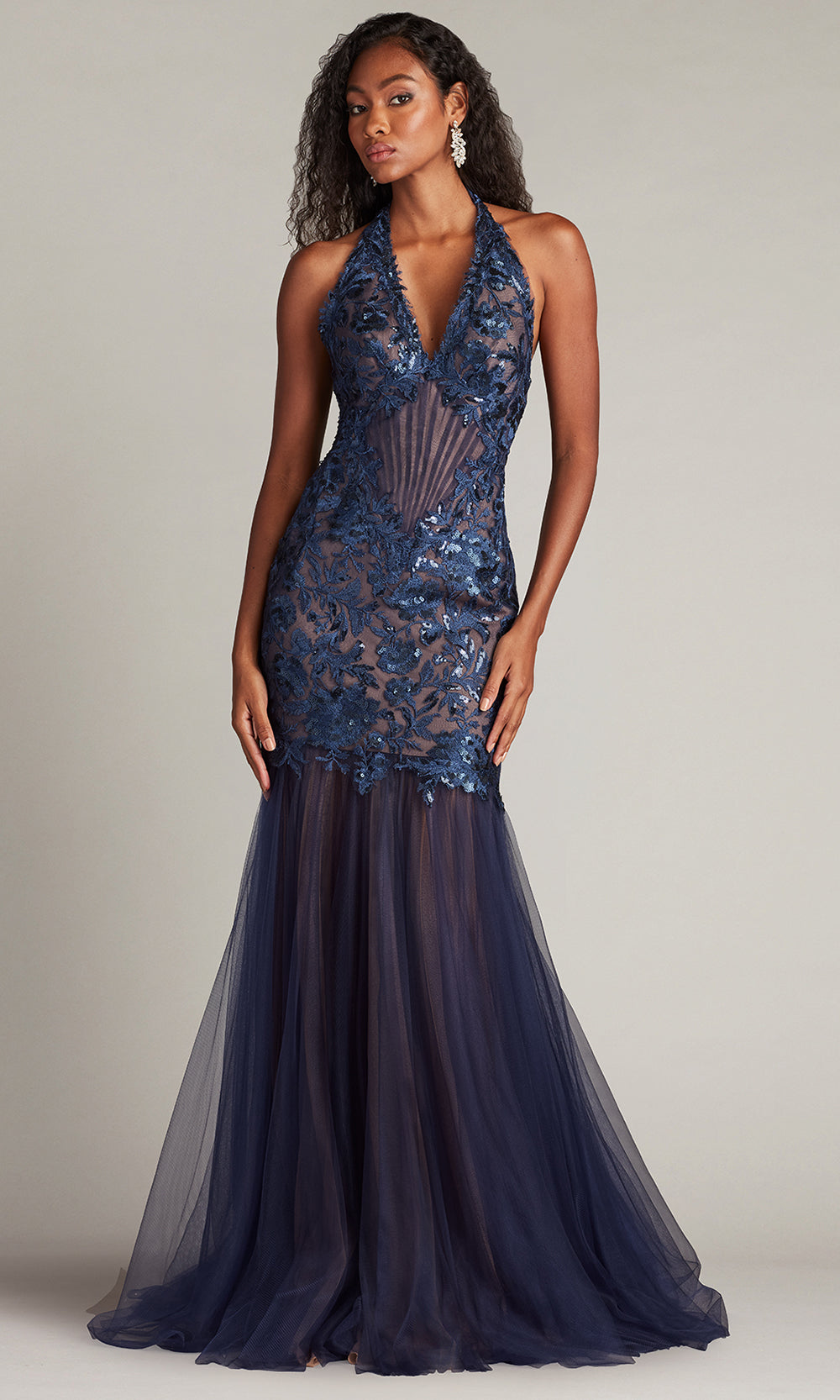 Tadashi Shoji CHS25371L - Evaine Sequin Embroidered Tulle Evening Gown Prom Dresses