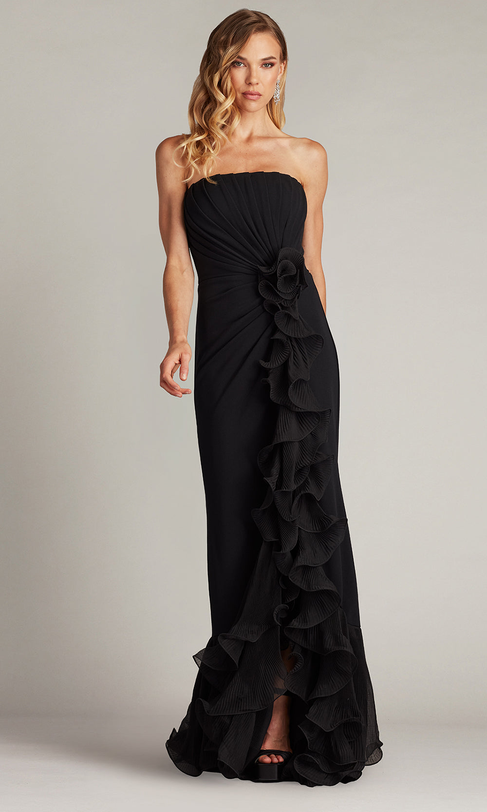 Tadashi Shoji BOS24386L - Strapless Leith Cascading Ruffle Gown Formal Gowns