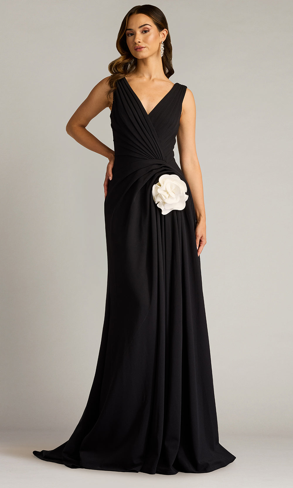 Tadashi Shoji BOS25177L - Port Pleated Crepe A-line Evening Gown Formal Gowns