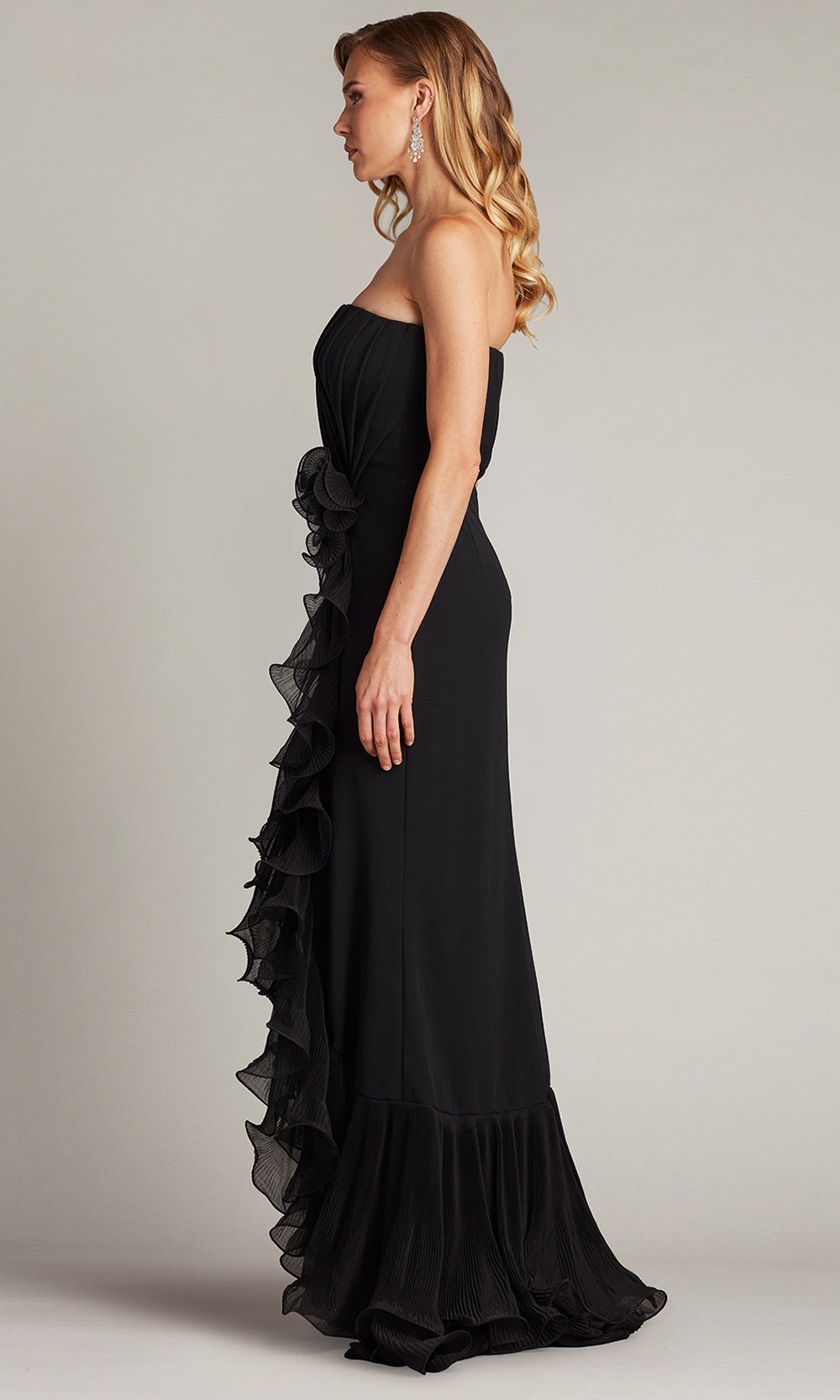 Tadashi Shoji BOS24386L - Strapless Leith Cascading Ruffle Gown Formal Gowns