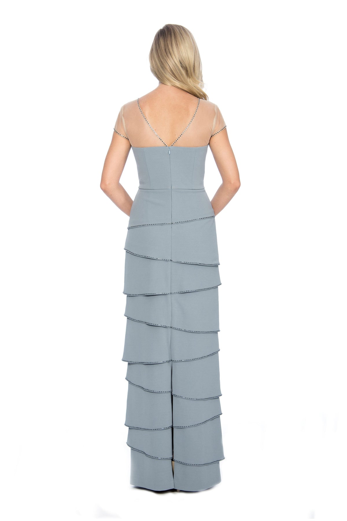 Decode - 184479 Embellished Tiered Sheath Dress In Blue