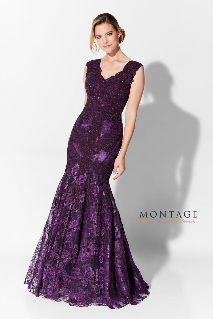 Ivonne D by Mon Cheri - 215D08SC Beaded Lace V-Neck Mermaid Dress