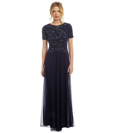Decode 1.8 - Embellished Short Sleeve Gown 182820 in Blue