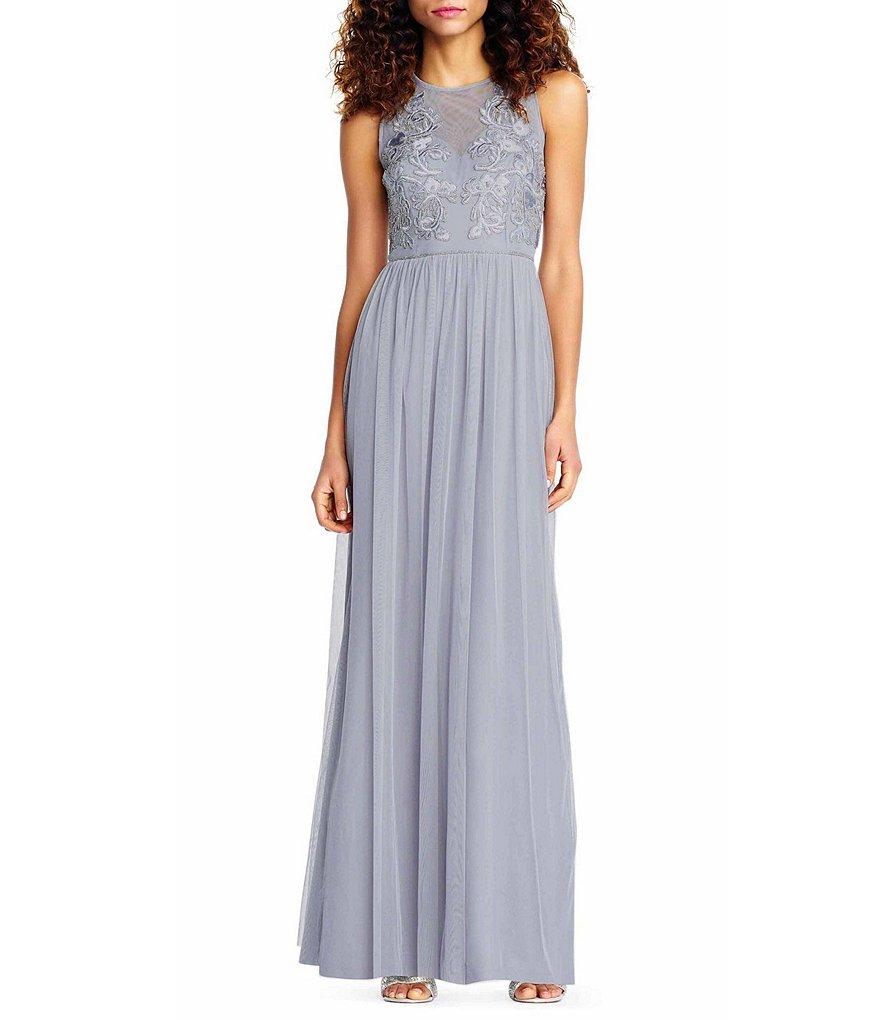 Adrianna Papell Sleeveless Embroidered Tulle Gown AP1E203102SC