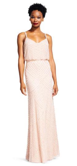 Adrianna Papell - Beaded V-Neck Sheath Dress 91866700 in Pink