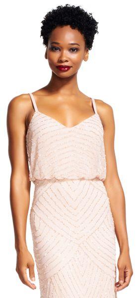 Adrianna Papell - Beaded V-Neck Sheath Dress 91866700 in Pink