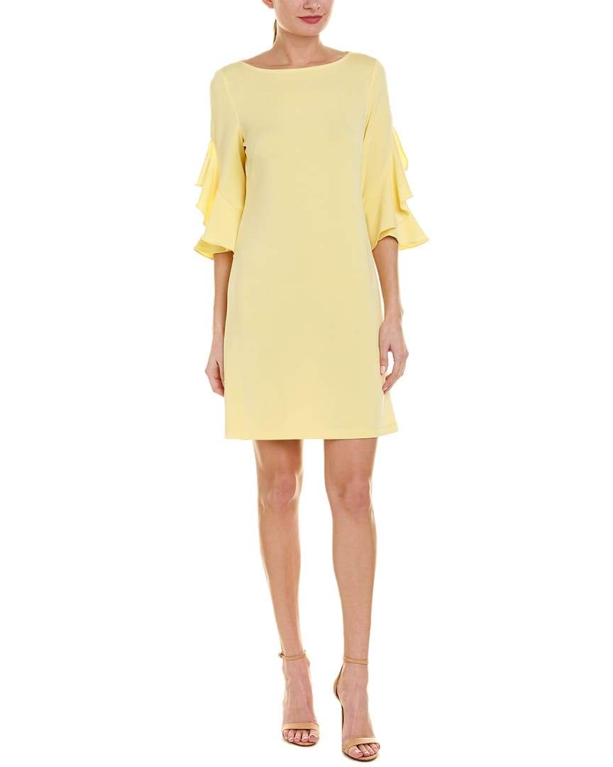 Taylor - 1428M Three Quarter Length Ruffled Sleeve Shift Dress
In Yellow