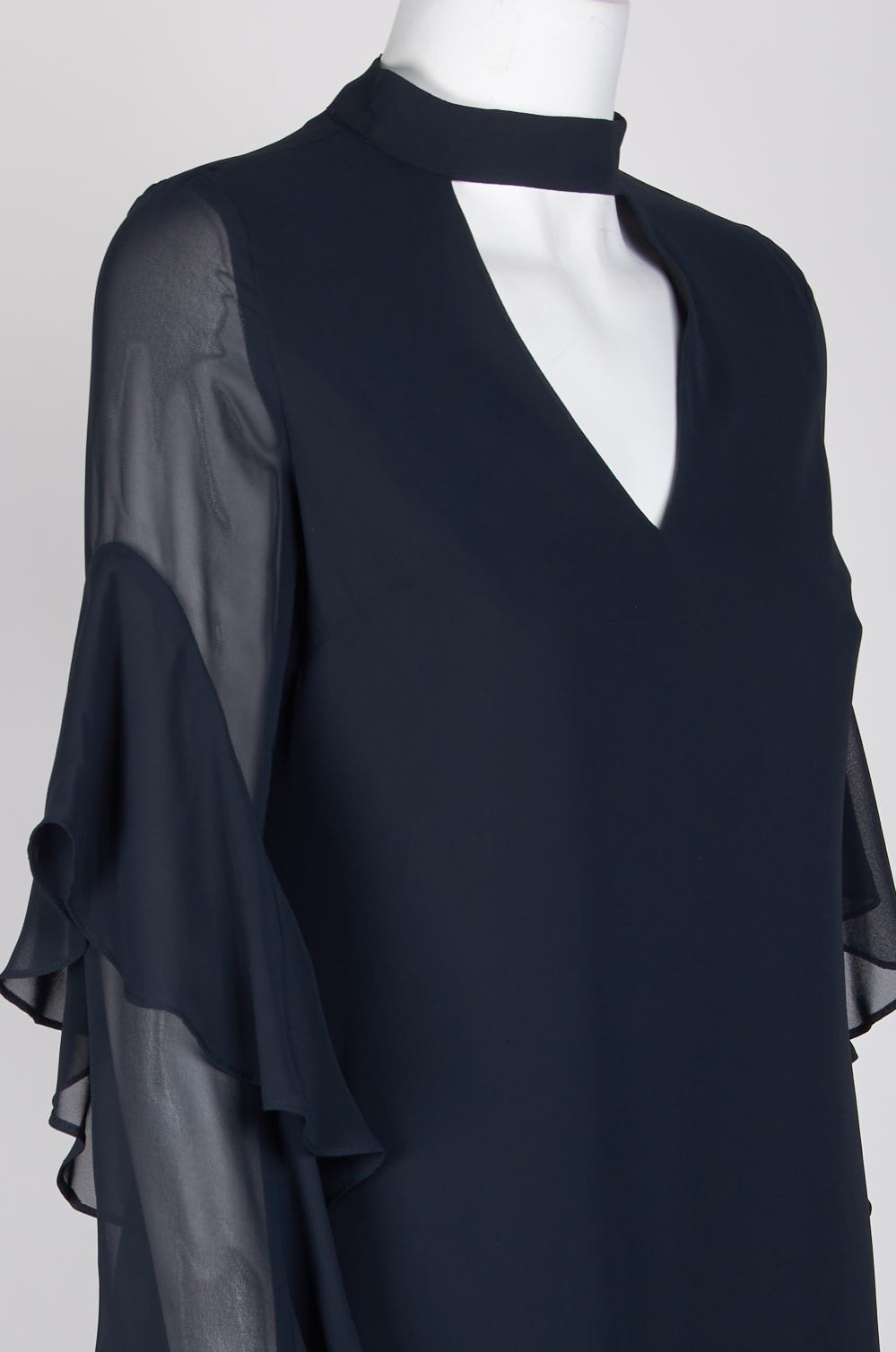 Sam Edelman - 10F091 Cutout Front Draped Sleeves Chiffon Short Dress in Blue