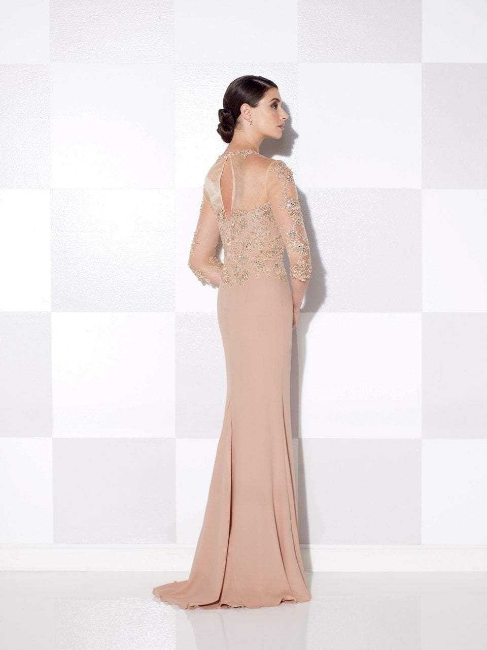 Cameron Blake by Mon Cheri - Illusion Lace Cutout Back Dress 115614