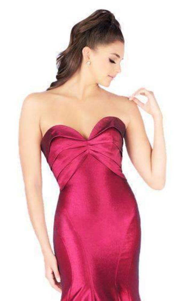 Mac Duggal Flash - 12110L Metallic Mesh Strapless Trumpet Evening Gown in Red