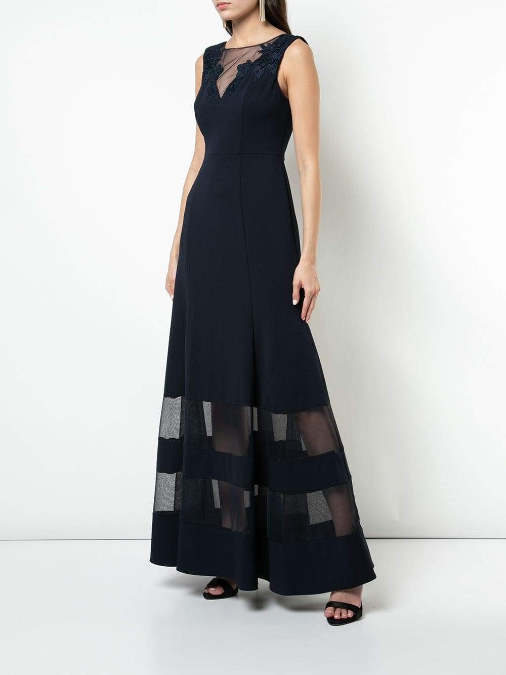 Aidan Mattox - MD1E203970 Sleeveless Illusion Panel Mermaid Dress In Black