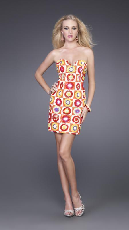 La Femme - Sweetheart Poppy Sequin Sheath Cocktail Dress 15436 In Multi-Color