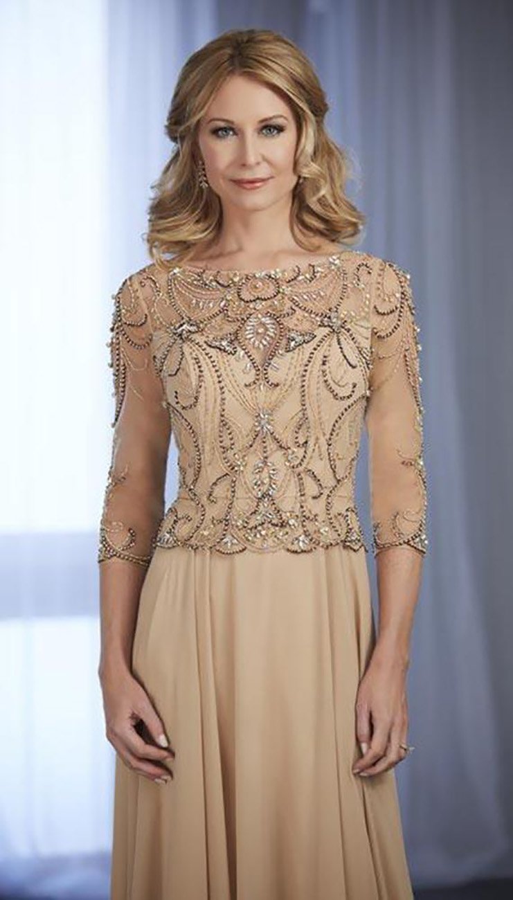 Christina Wu Elegance - 17846SC Beaded Illusion Bateau Peplum Dress