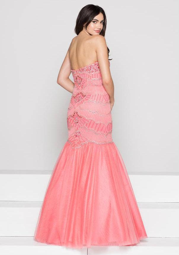 Colors Dress - 1823 Embellished Sweetheart Mesh Mermaid Dress In Pink