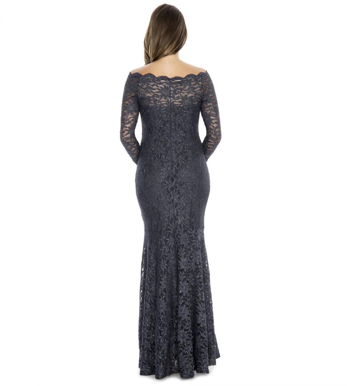 Decode 1.8 - Off-Shoulder Lace Long Dress in Gray