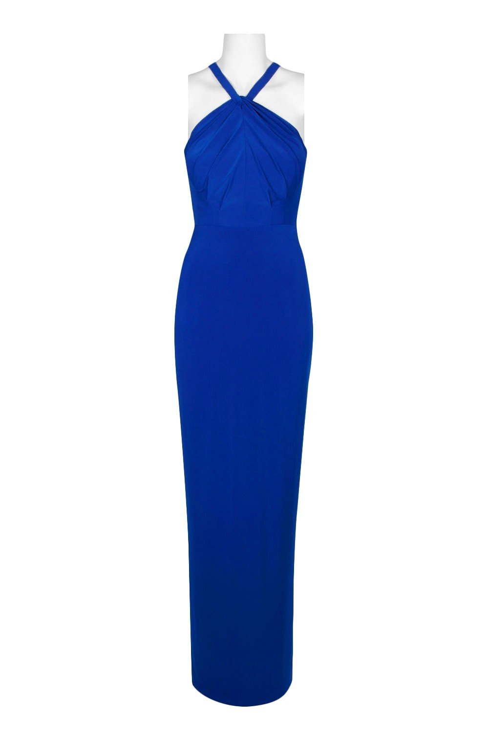 Decode 1.8 - 184469 Halter Neck Flutter Jersey Column Dress In Blue