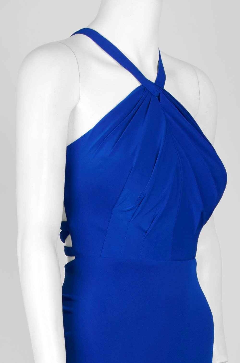 Decode 1.8 - 184469 Halter Neck Flutter Jersey Column Dress In Blue