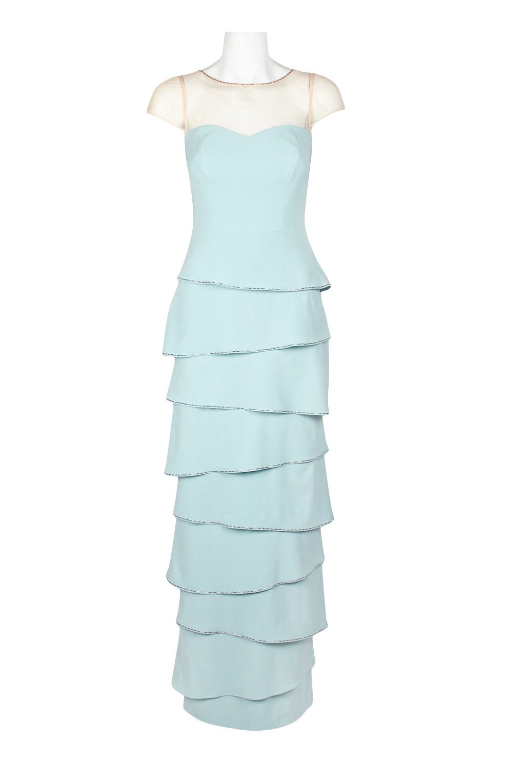 Decode - 184479 Embellished Tiered Sheath Dress In Blue