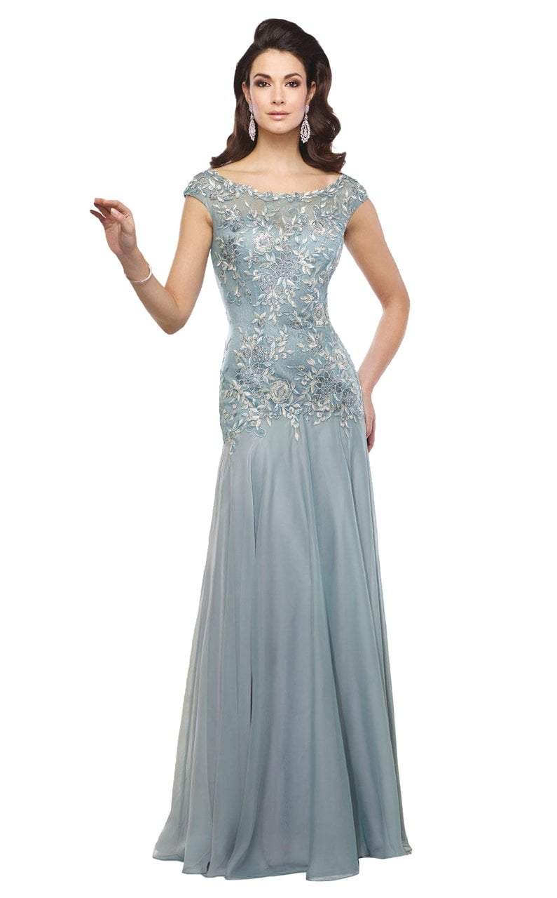 Montage by Mon Cheri - Bateau Neckline Gown 216962  in Blue