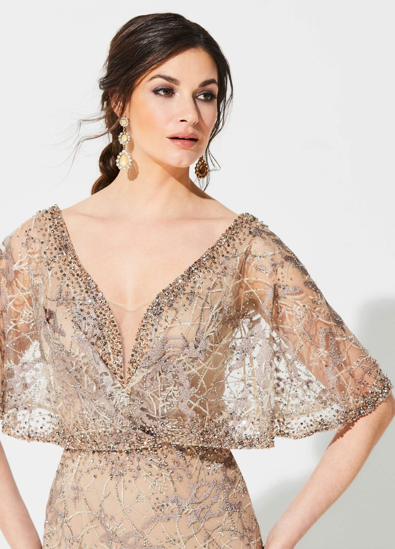 Ivonne D for Mon Cheri - 219D72 Embroidered Kimono Sleeve Lace Gown Mother of the Bride Dresses