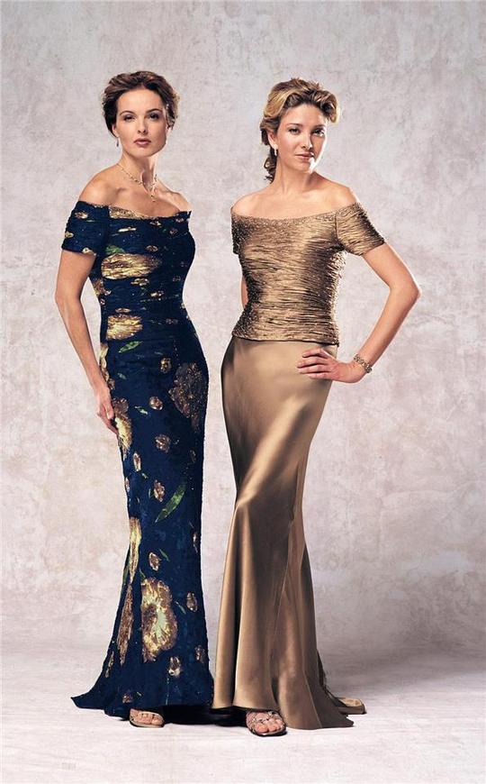 Mon Cheri - 24942PSC Off Shoulder Ruched Formal Dress In Blue and Black