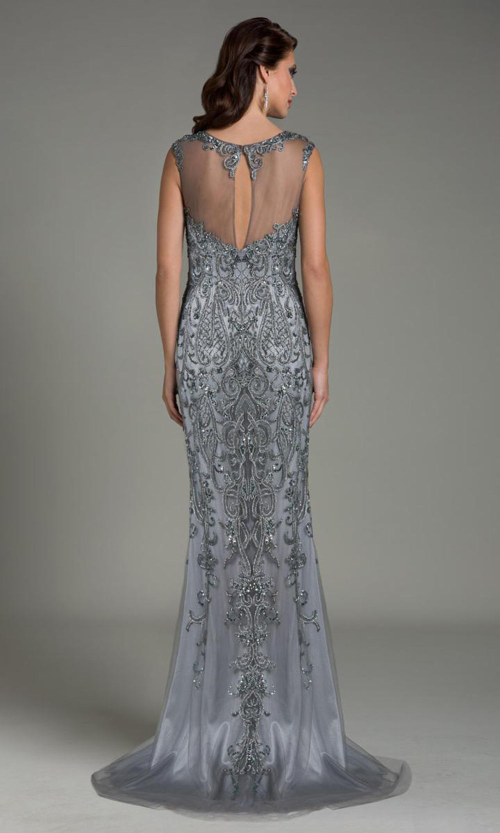 Feriani Couture Embellished Sleeveless Evening Gown 26154 - 1 Pc Silver in Size 10 Available CCSALE 10 / Silver