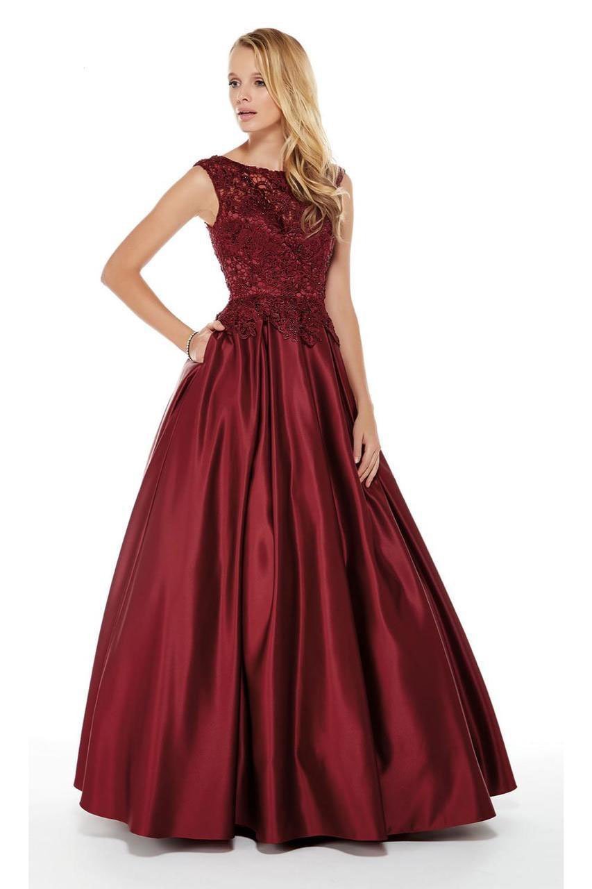 Alyce Paris - 27010SC Scalloped Peplum Lace Bodice A-Line Dress ADASA Alyce Paris - 27010SC Scalloped Peplum Lace Bodice A-Line Dress ADASA
