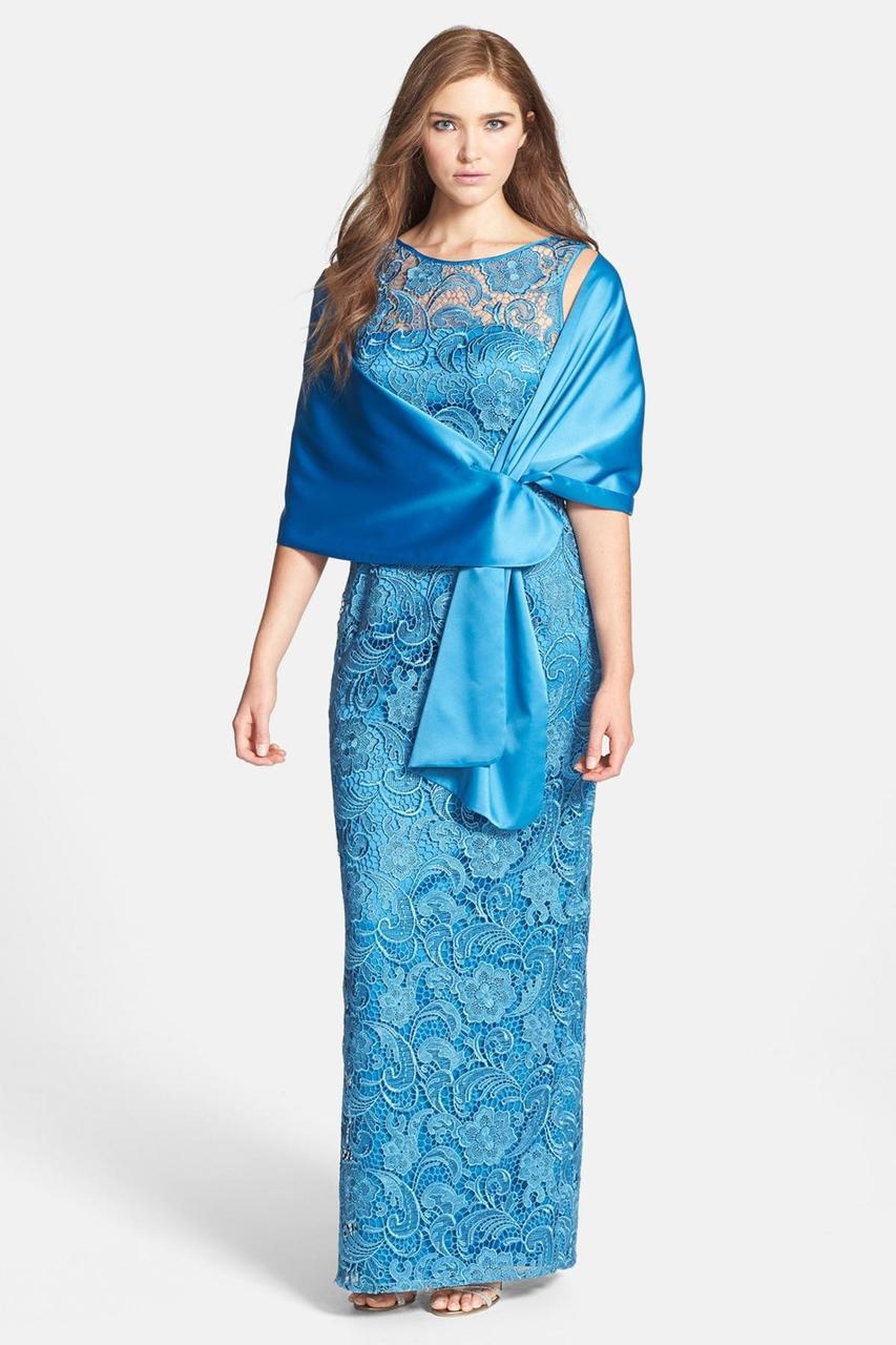 Adrianna Papell - Sleeveless Lace Long Dress 81890040 in Blue