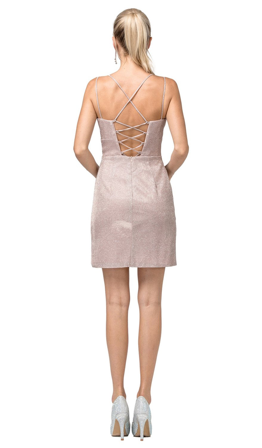 Dancing Queen - 3131 Sweetheart Fitted Cocktail Dress In Pink and Gold