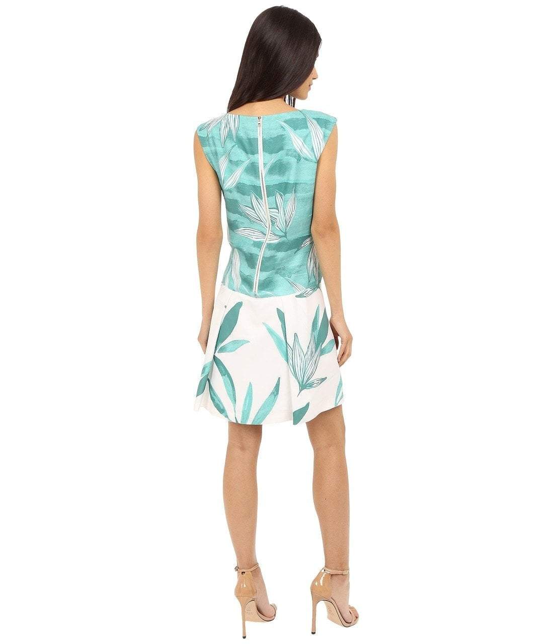Donna Morgan - D4247M Watercolor Drop Waist Dress in Green and Multi-Color
