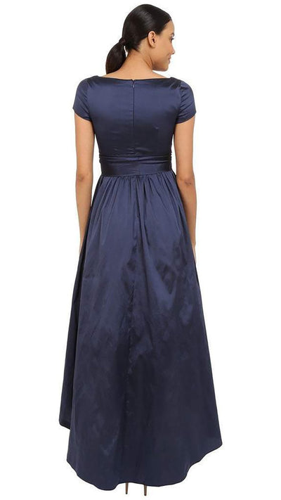 Adrianna Papell V-Neck Ruched Taffeta High-Low Dress 81917430 In Blue