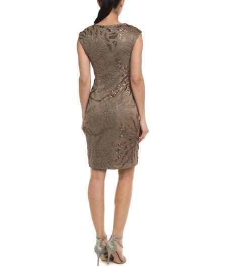 Sue Wong - Cap Sleeve Sequined Cocktail Dress in Taupe N4405
