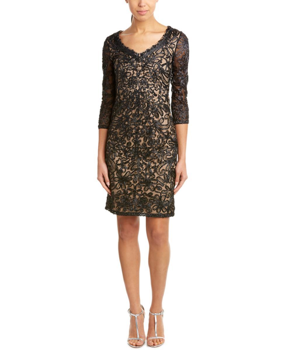 Sue Wong - Ribbon Ornate Mesh Dress N5364 in Black