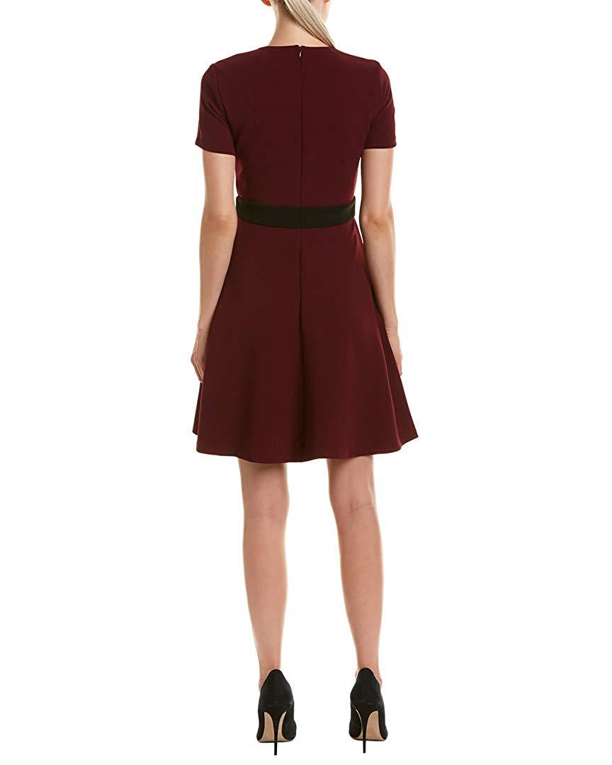 Taylor - 9942M Jewel Short Sleeves A-Line Cocktail Dress In Red