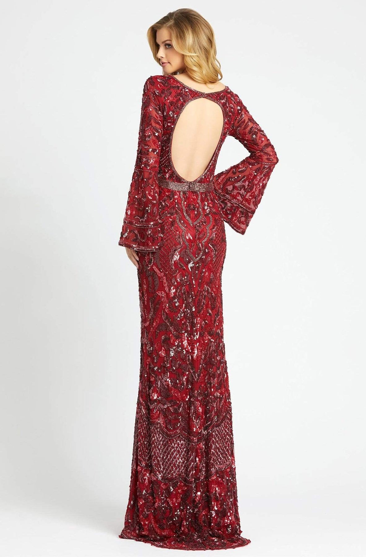 Mac Duggal - 4576R Beaded Dress with Long Bell Sleeves Special Occasion Dress
