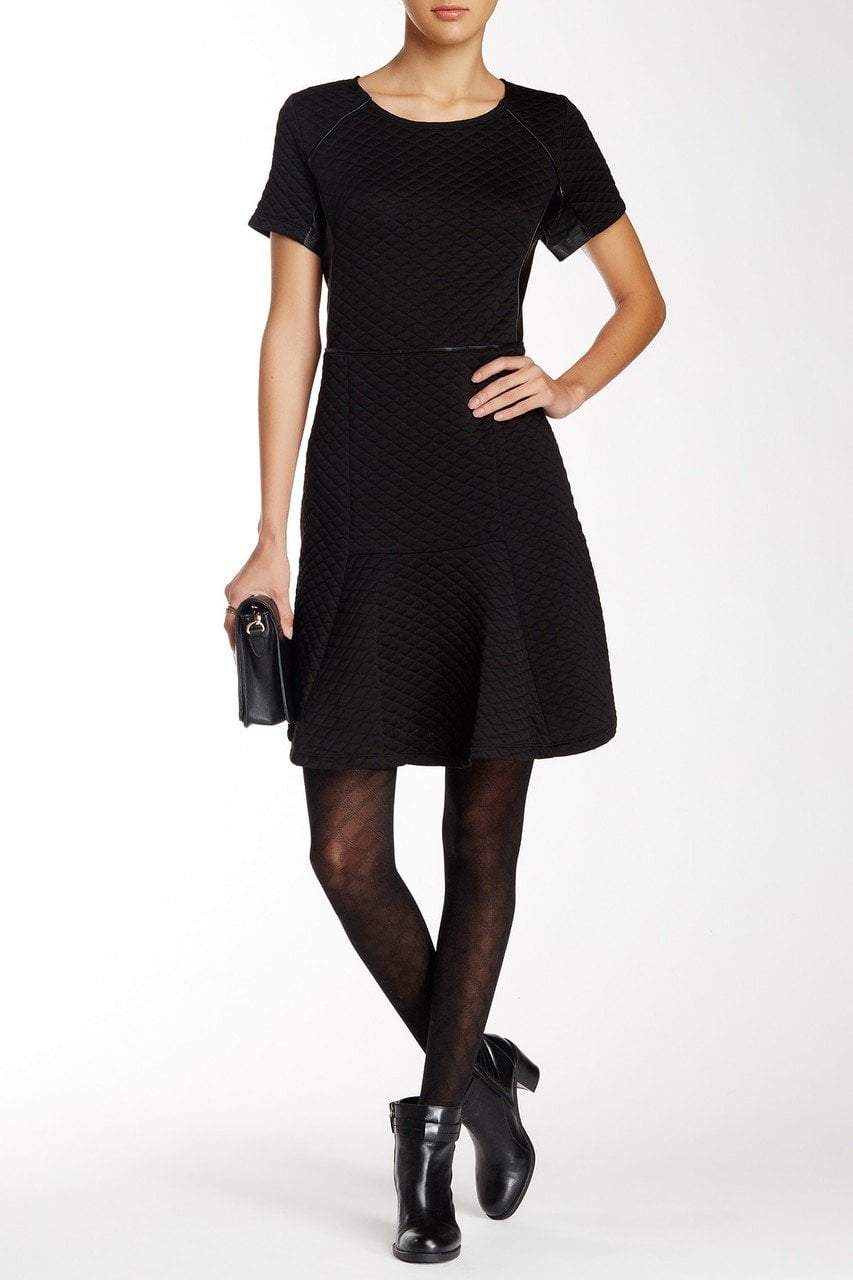 quilted faux leather dress Women's Shape Black Faux Leather Quilted Detail Bodycon Dress