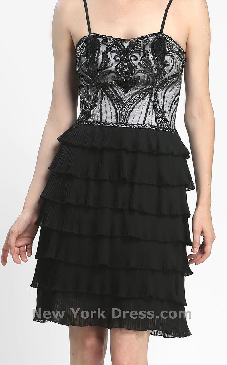 Sue Wong - N4100 Sleeveless Tiered Ruffle Cocktail Dress in Black