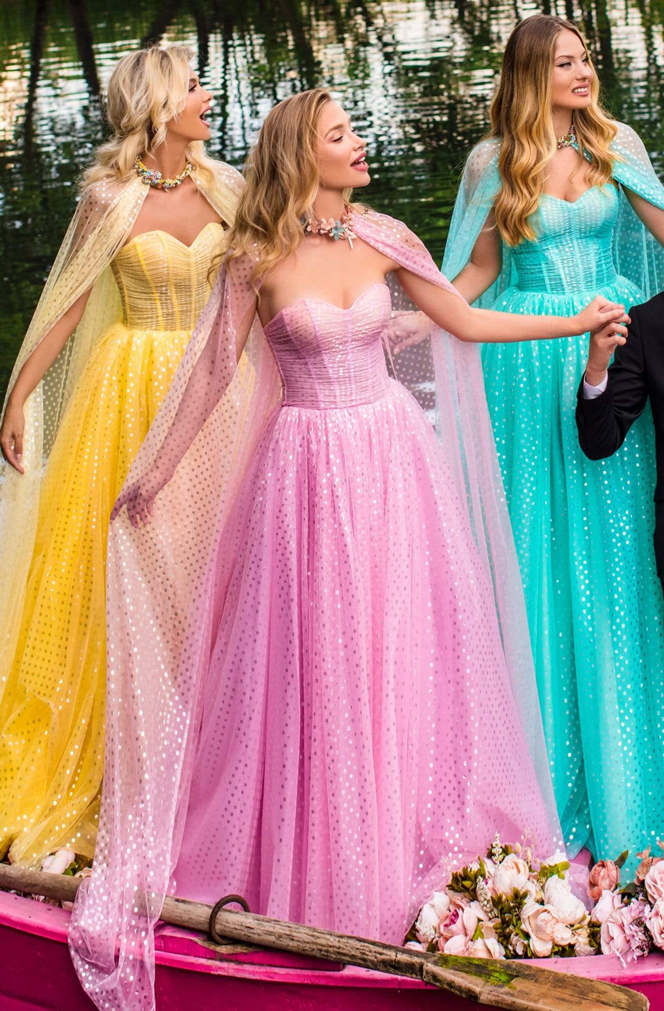 Tarik Ediz - 50617 Strapless Corset Bodice Chiffon Gown Prom Dresses