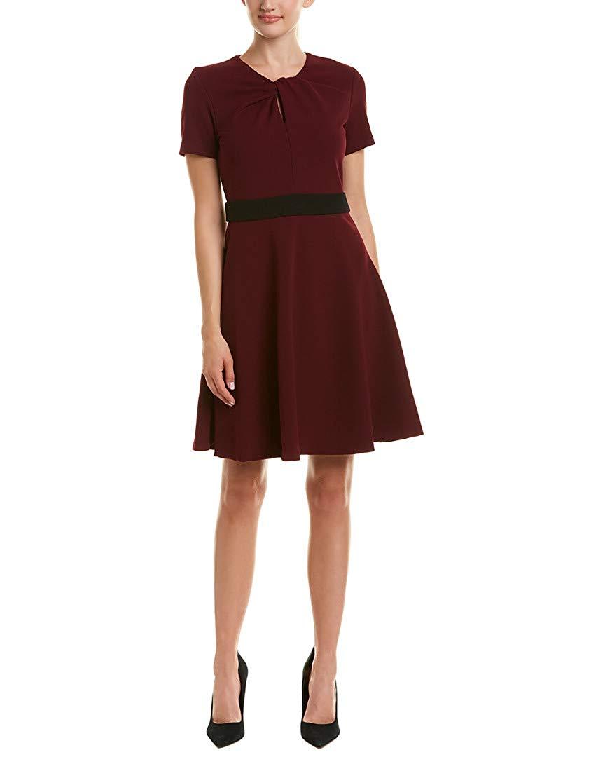 Taylor - 9942M Jewel Short Sleeves A-Line Cocktail Dress In Red